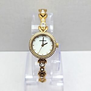 Womens Armitron 75/5544GP Pave Crystals Gold Tone 24mm Quartz Watch New Battery